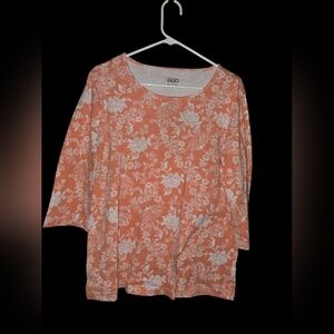 7/147. American Sweetheart Women's Floral Long Sleeve Top - Orange